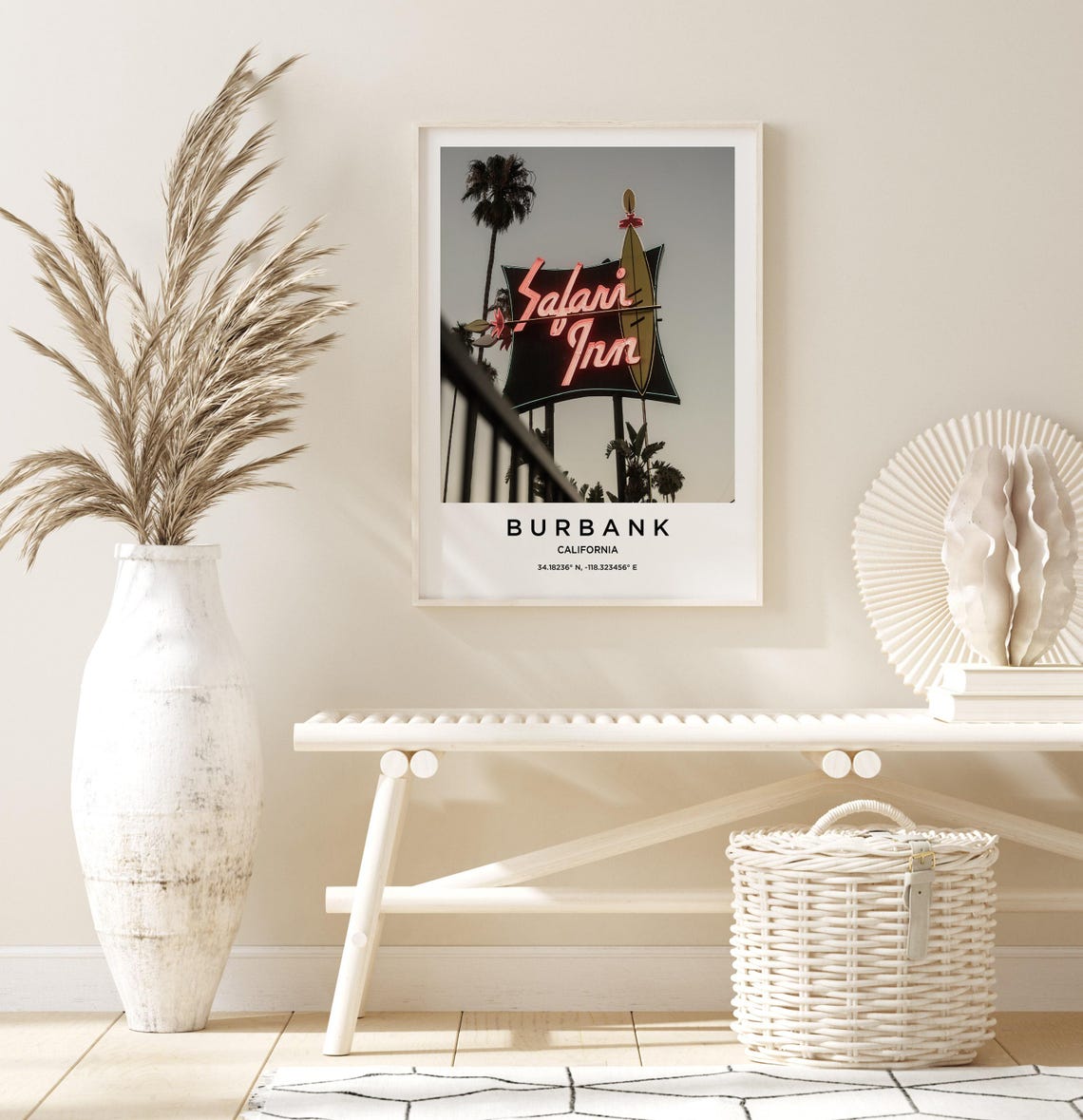 Burbank California Retro Safari Inn Neon Sign With Palm Poster - Image 3