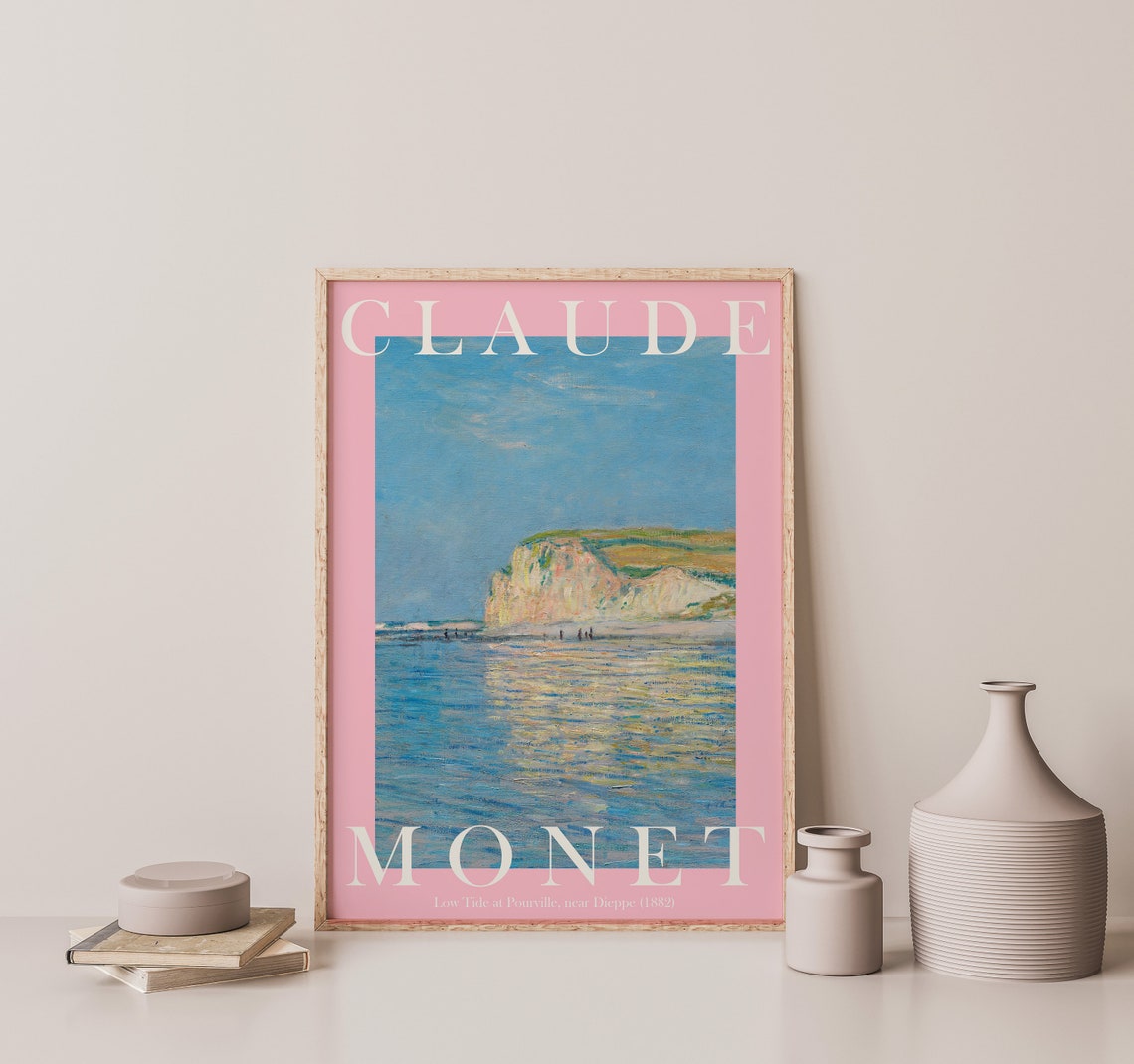 Claude Monet Low Tide At Pourville 1882 Dieppe Cliffs Beach Poster - Image 3