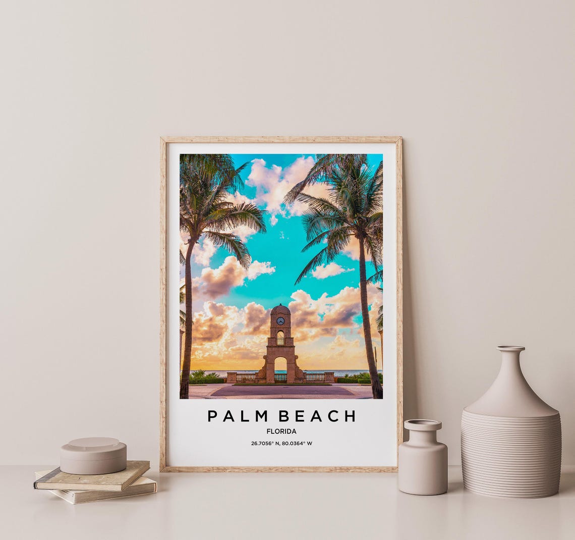Palm Beach Florida Historic Clock Tower Palm Beachfront Poster - Image 2
