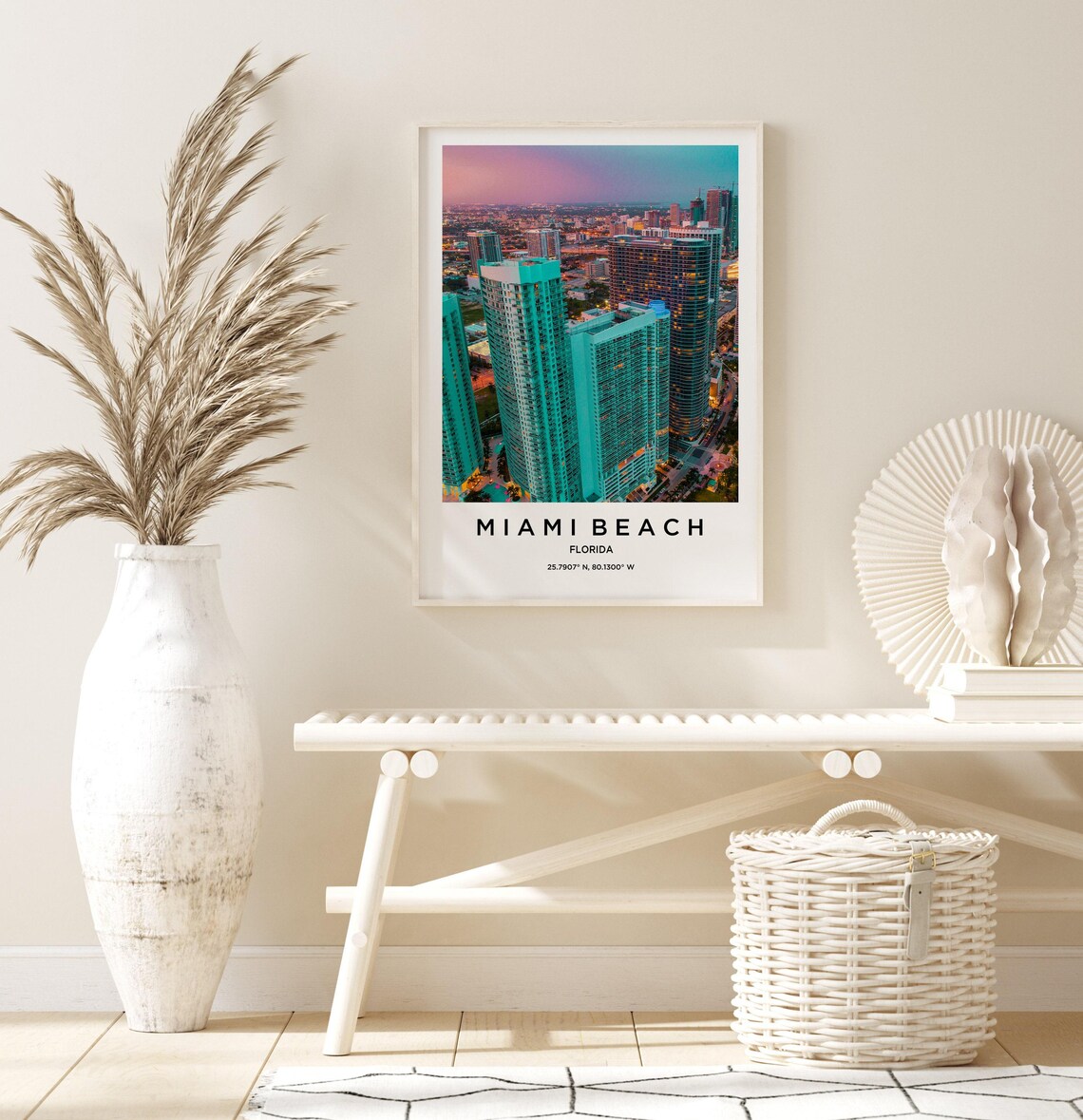 Miami Beach Florida Dusk Aerial High Rise Towers Lights Poster - Image 3