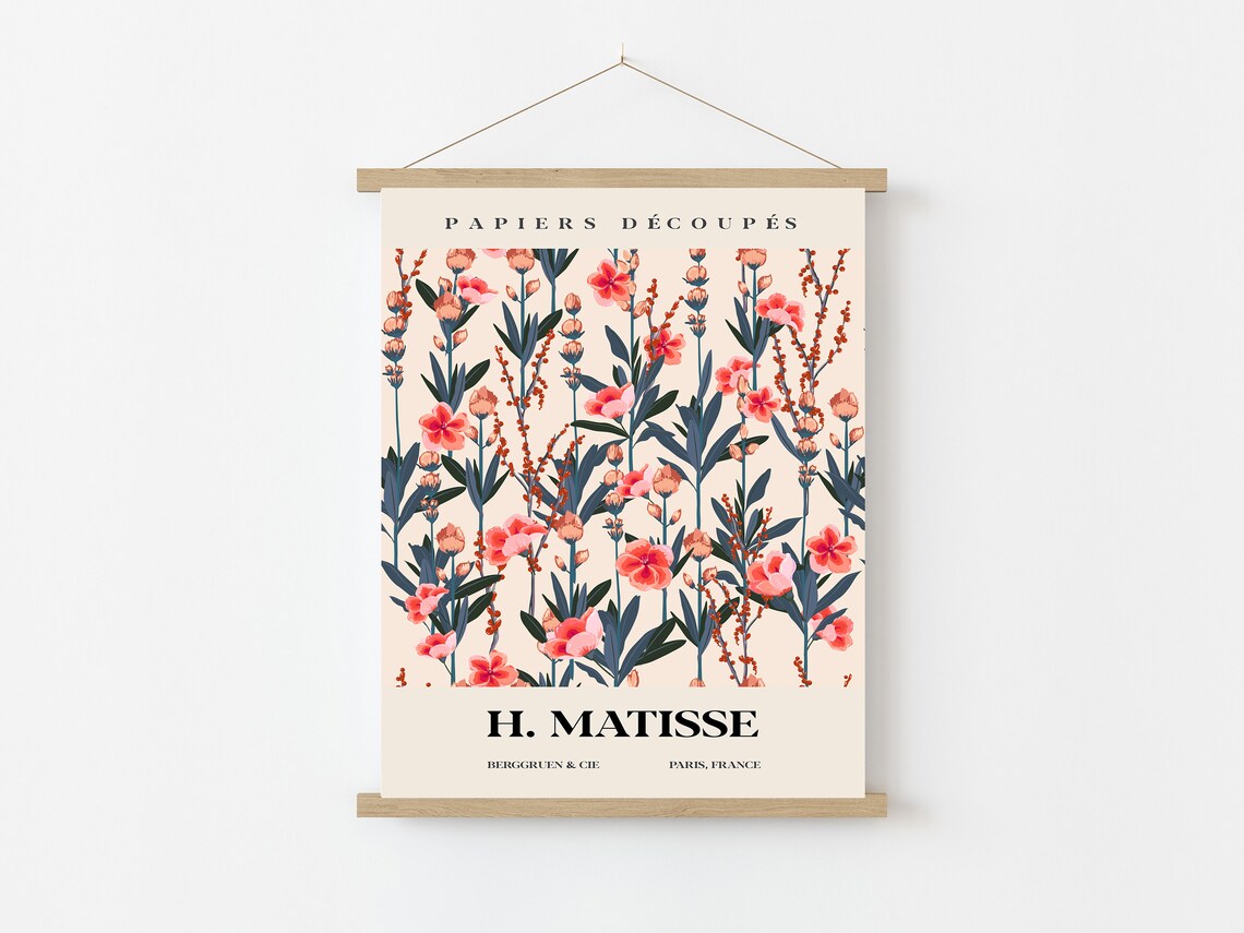 H Matisse Coral Wildflower Field Papiers Decoupes Paris Poster - Image 3