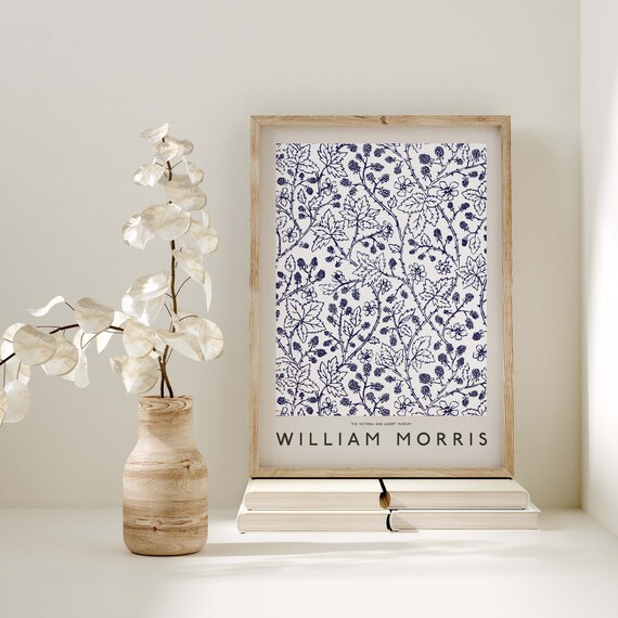 William Morris Navy Bramble Botanical Pattern Museum Art Poster