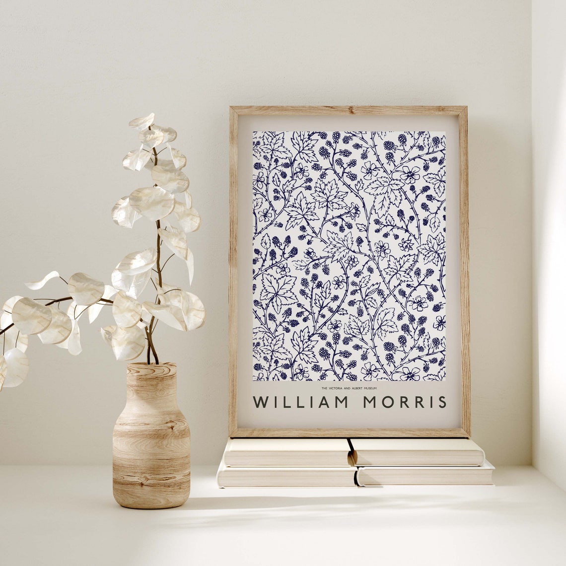 William Morris Navy Bramble Botanical Pattern Museum Art Poster