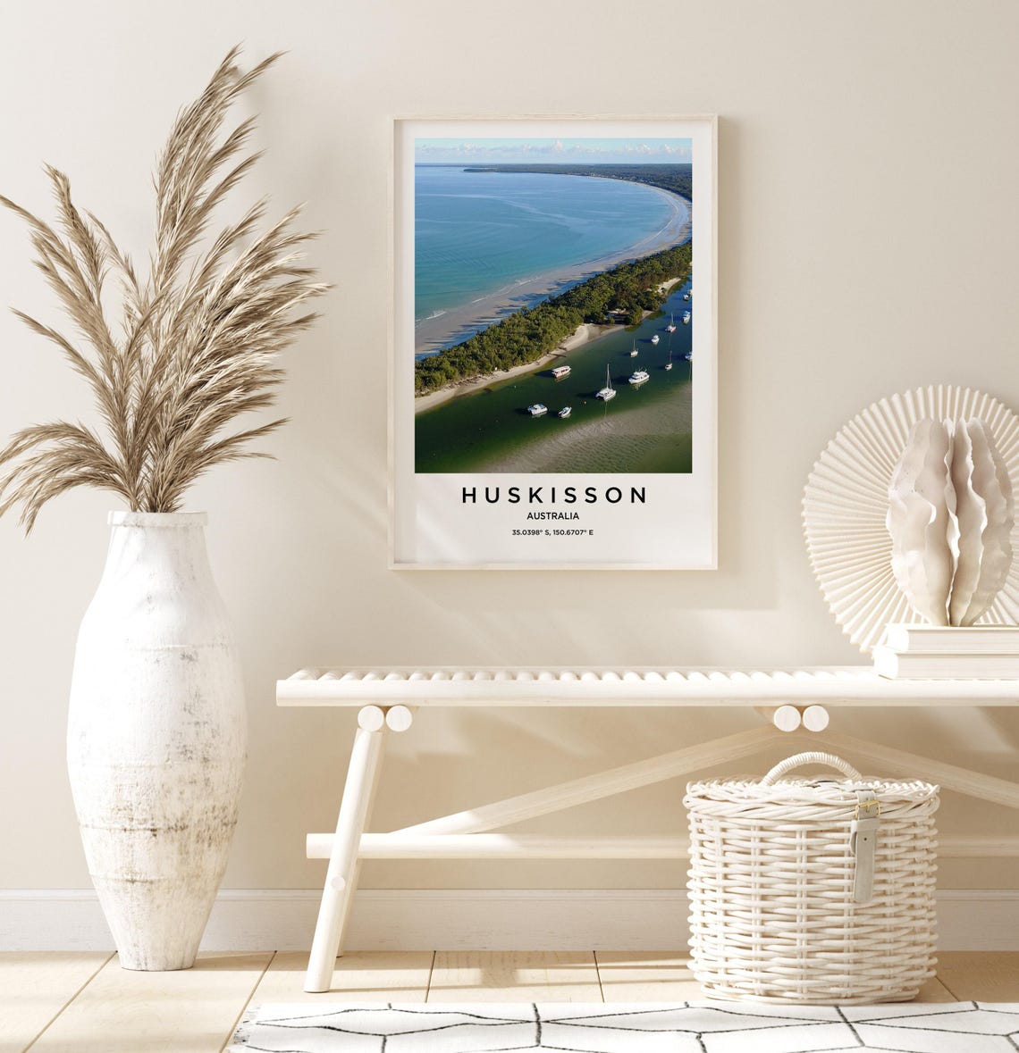 Huskisson Australia Inlet Boats Beach Aerial Photography Poster - Image 3