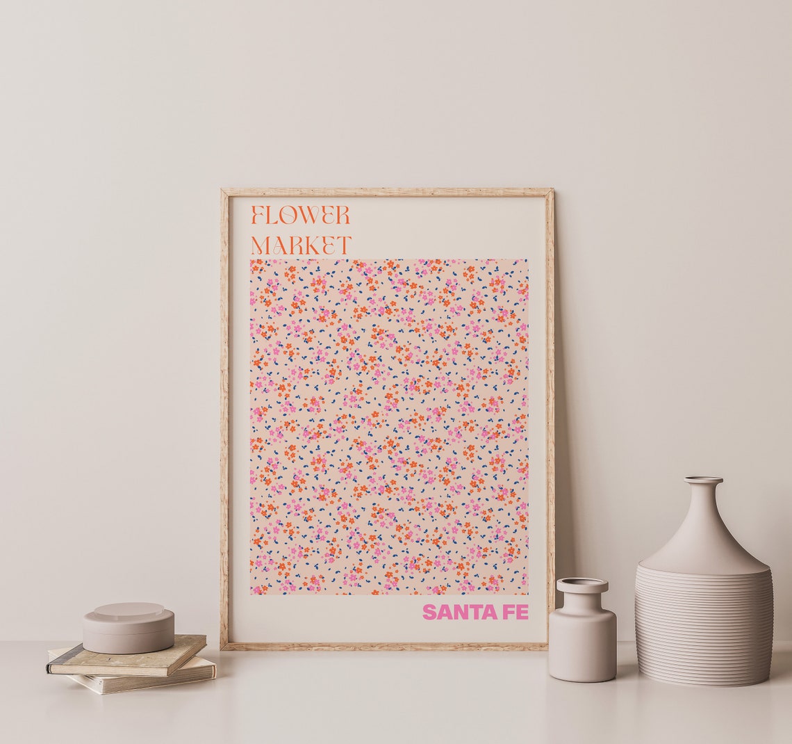 Santa Fe Flower Market Colorful Petal Pattern Design Art Poster - Image 3