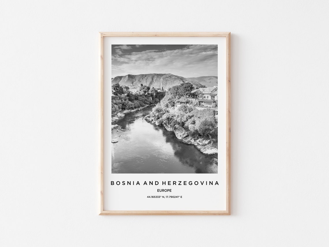 Bosnia And Herzegovina Travel Poster Bosnia And Herzegovina Print Bosnia And Herzegovina Photo Print Black And White Photography - Image 3