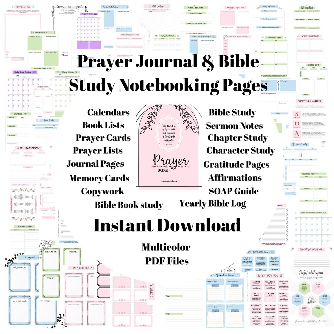 Prayer Journal and Bible Study Notebooking Pages