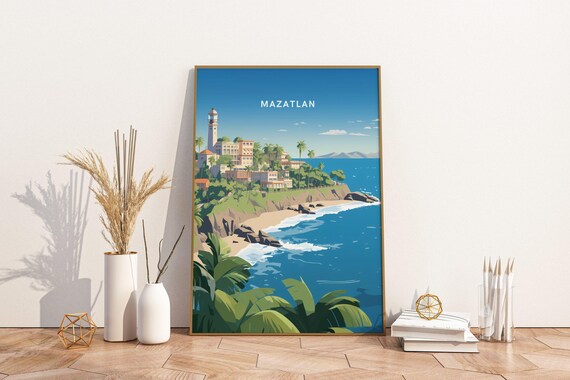 Mazatlan Mexico Travel Print Poster Wall Art Vintage Decor