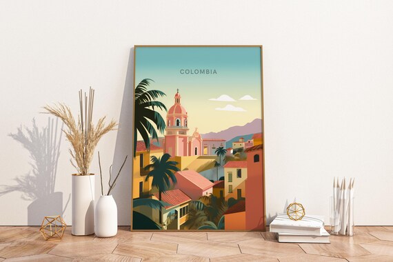 Colombia South America Travel Print Poster Wall Art Vintage T