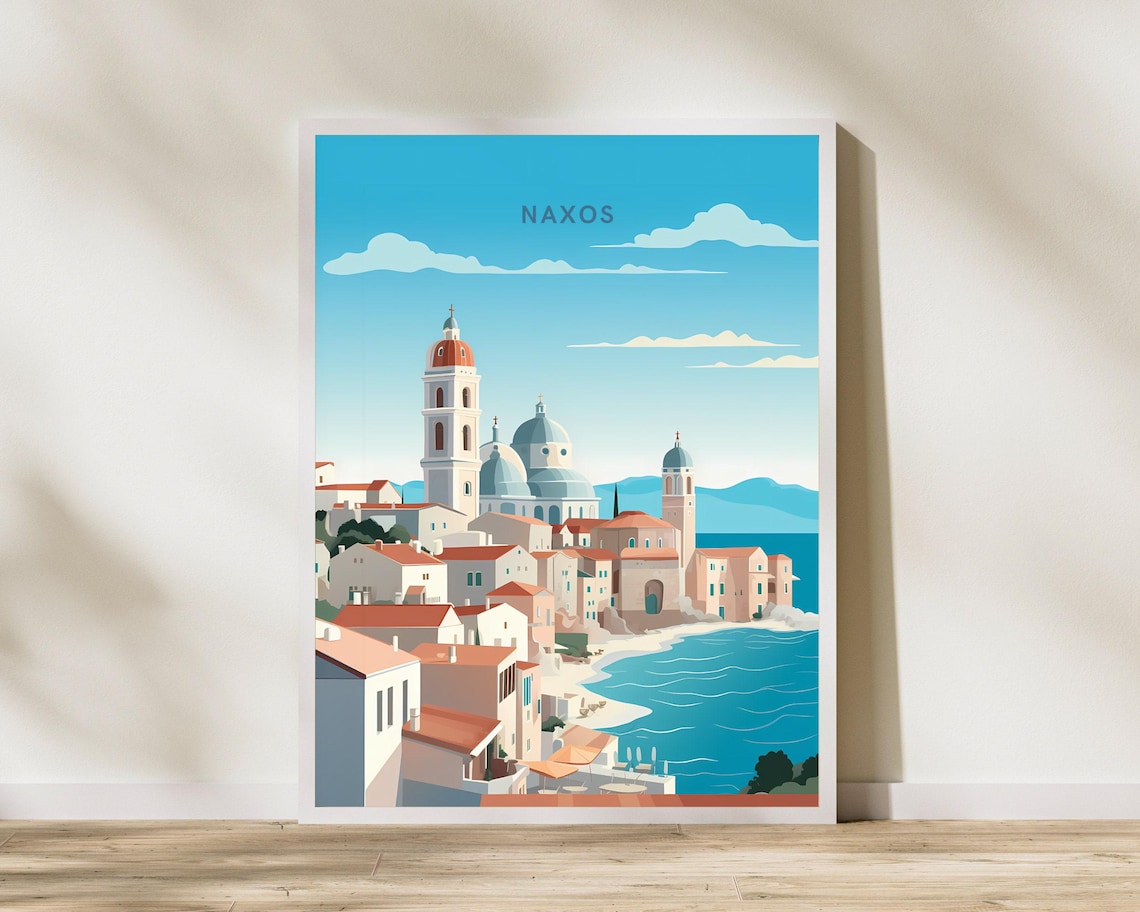 Naxos Greece Old Town Harbor Seaside Village Aegean Travel Poster