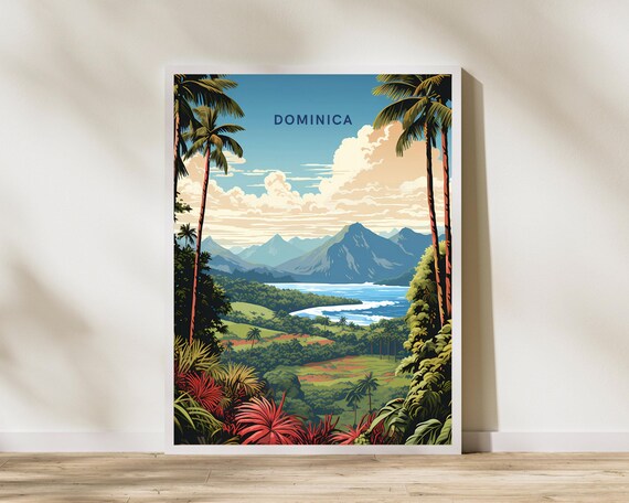 Dominica Caribbean Travel Print Poster Wall Art Vintage De