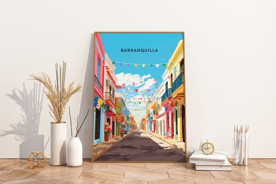 Barranquilla Colombia Travel Print Poster Wall Art Vintage Tra
