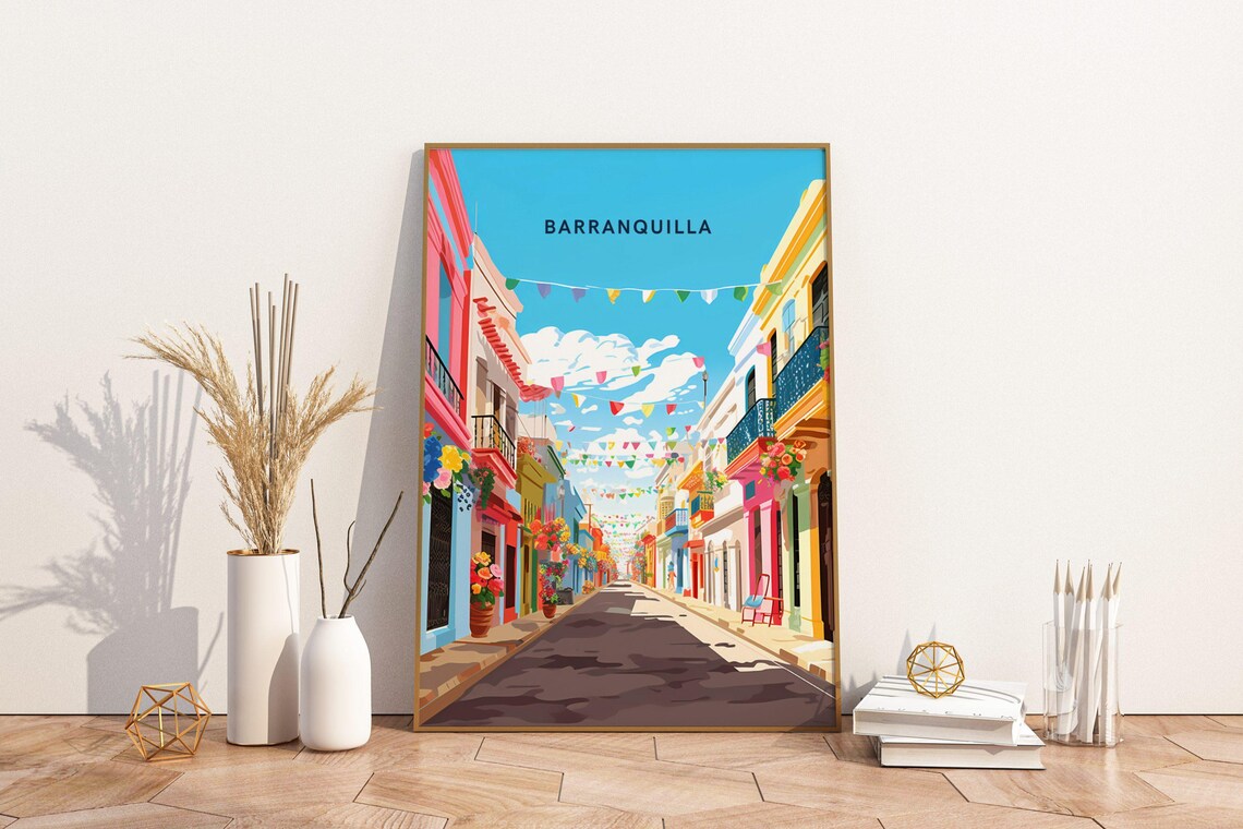 Barranquilla Colombia Travel Print Poster Wall Art Vintage Tra