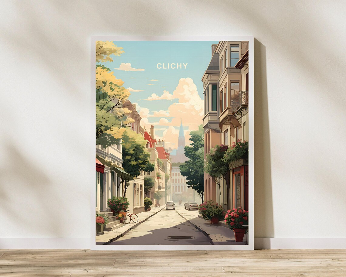 Clichy Paris Vintage Street Flower Shops Sacre Coeur View Poster