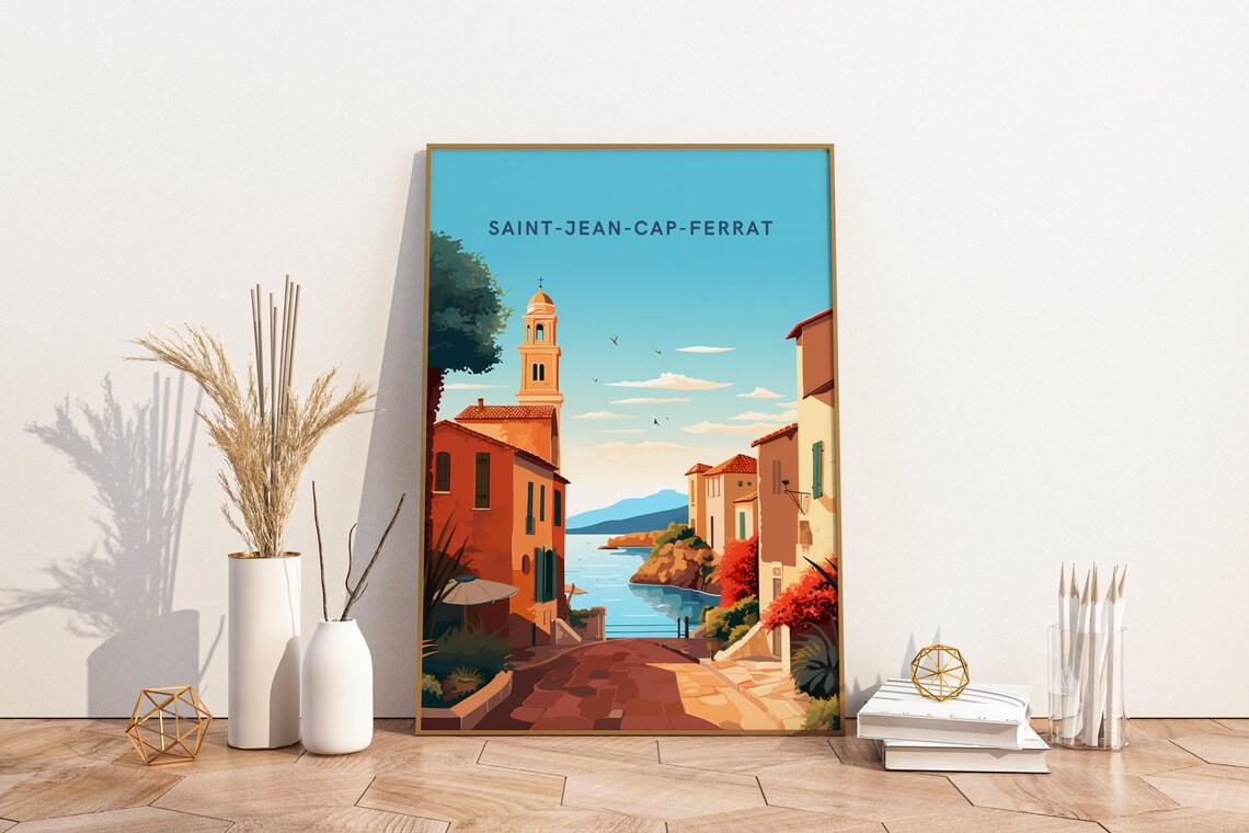 Saint-Jean-Cap-Ferrat French Riviera Coastal Town Travel Poster