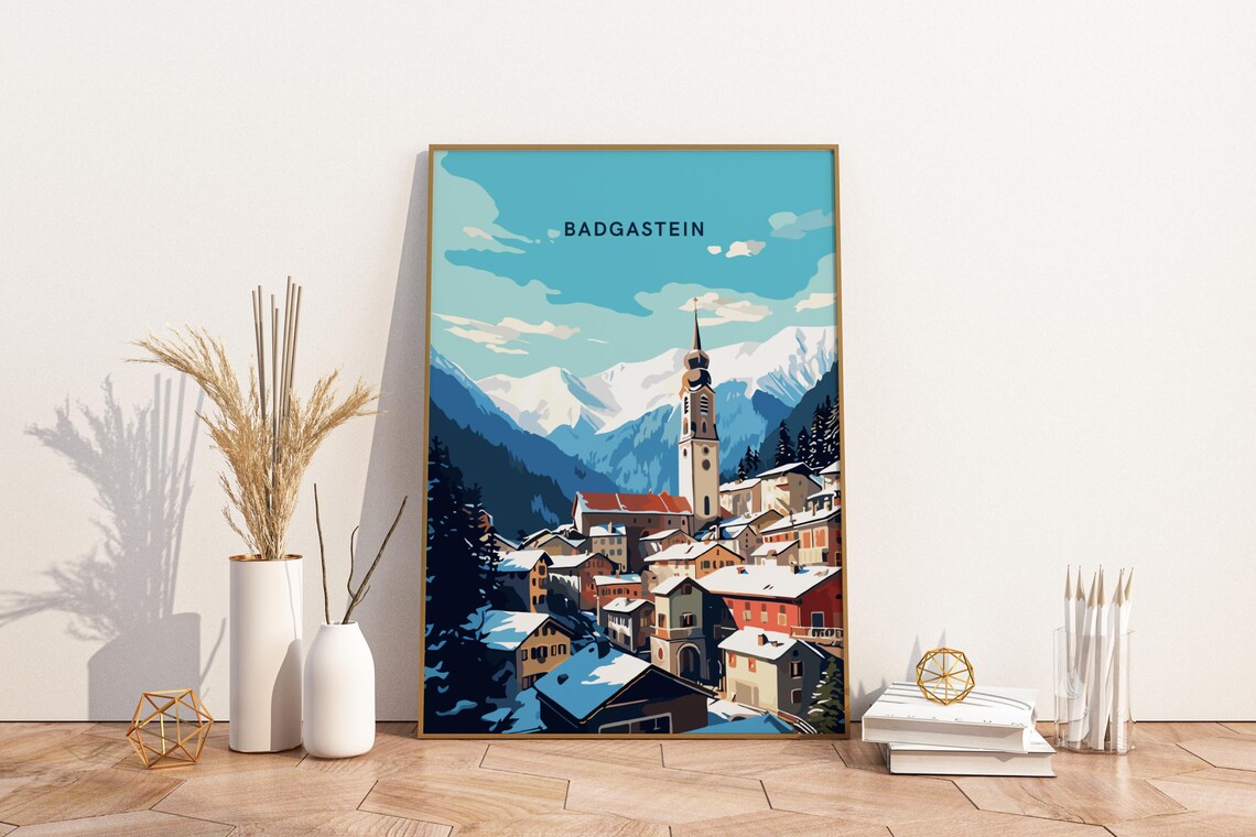 Badgastein Austria Alpine Village Winter Mountain Church Poster