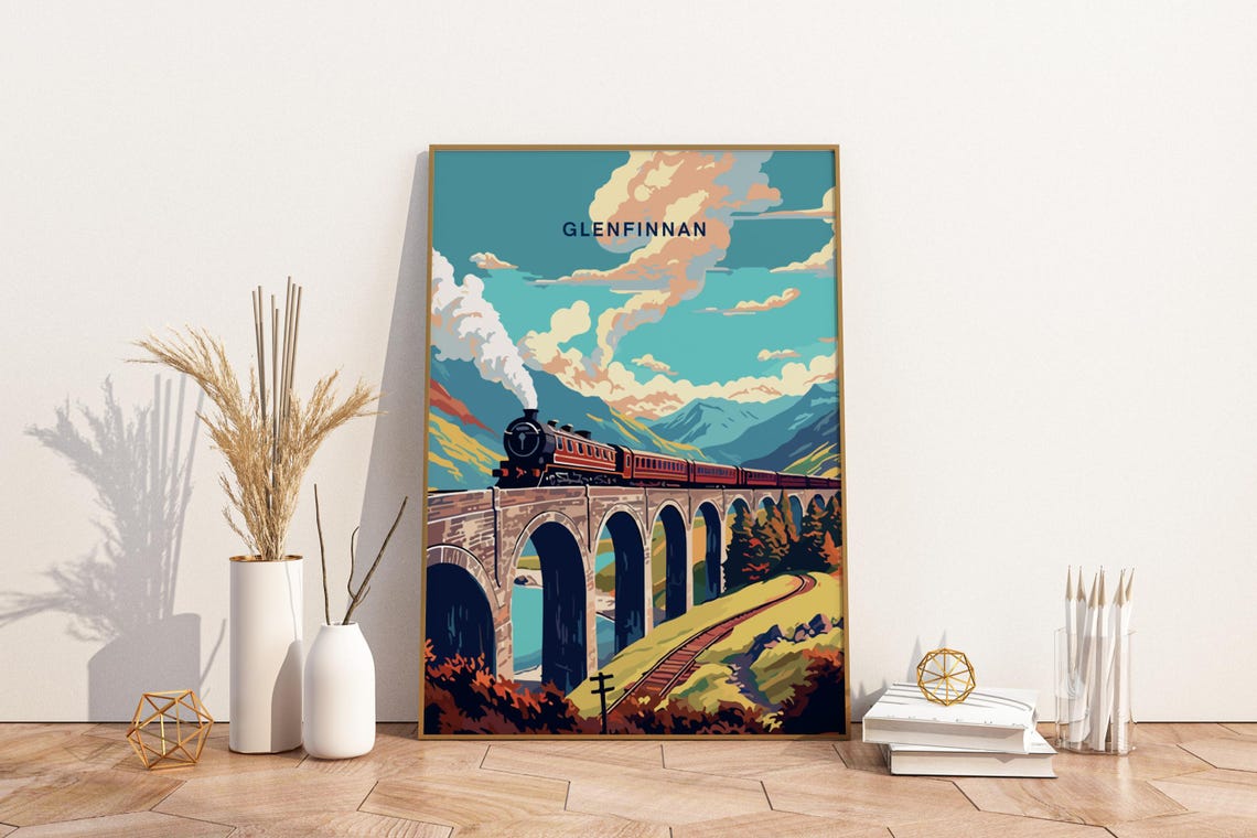 Glenfinnan Scotland Steam Train Crossing Famous Viaduct Poster