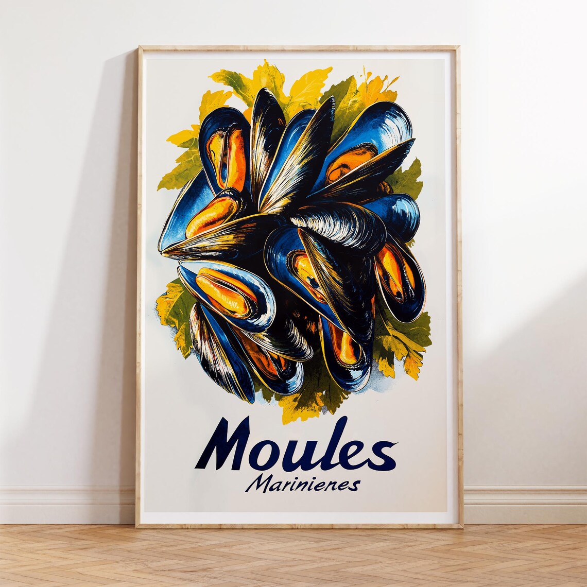 Moules Marinieres Mussels Vintage French Bistro Style Kitchen Poster