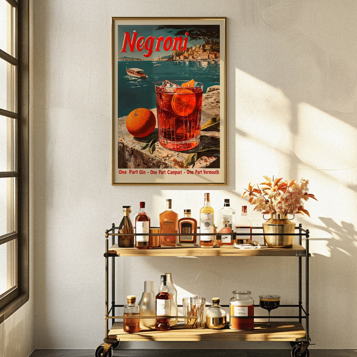 Classic Negroni Cocktail Vintage Style Art Print - Image 4