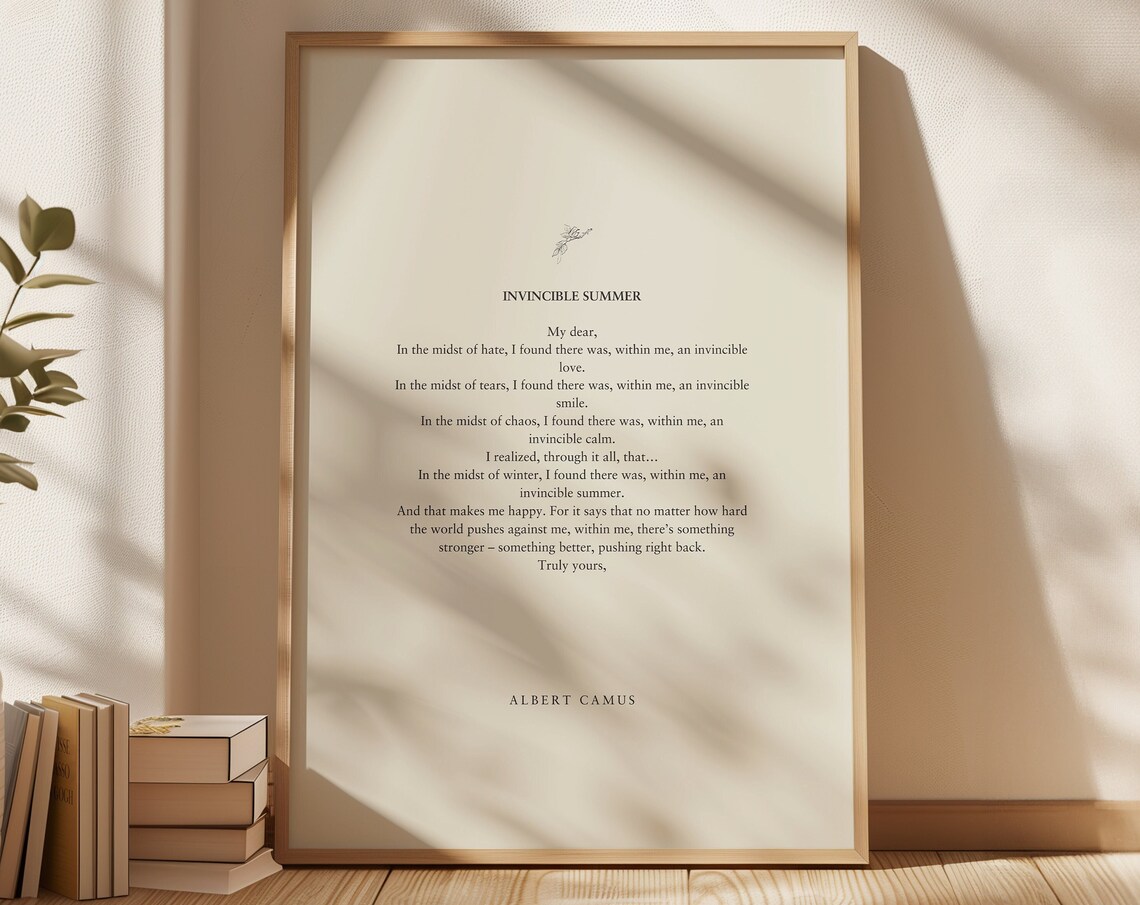 Albert Camus Invincible Summer Literary Art Print