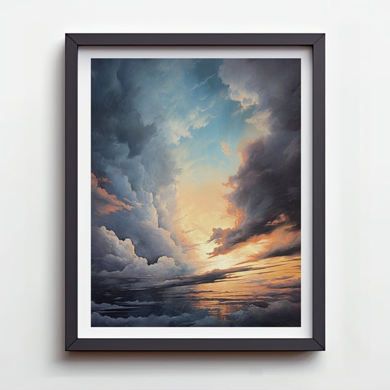 Watercolor Skyscape Artwork Skyscape Instant Sky Clouds Sunrise Painting