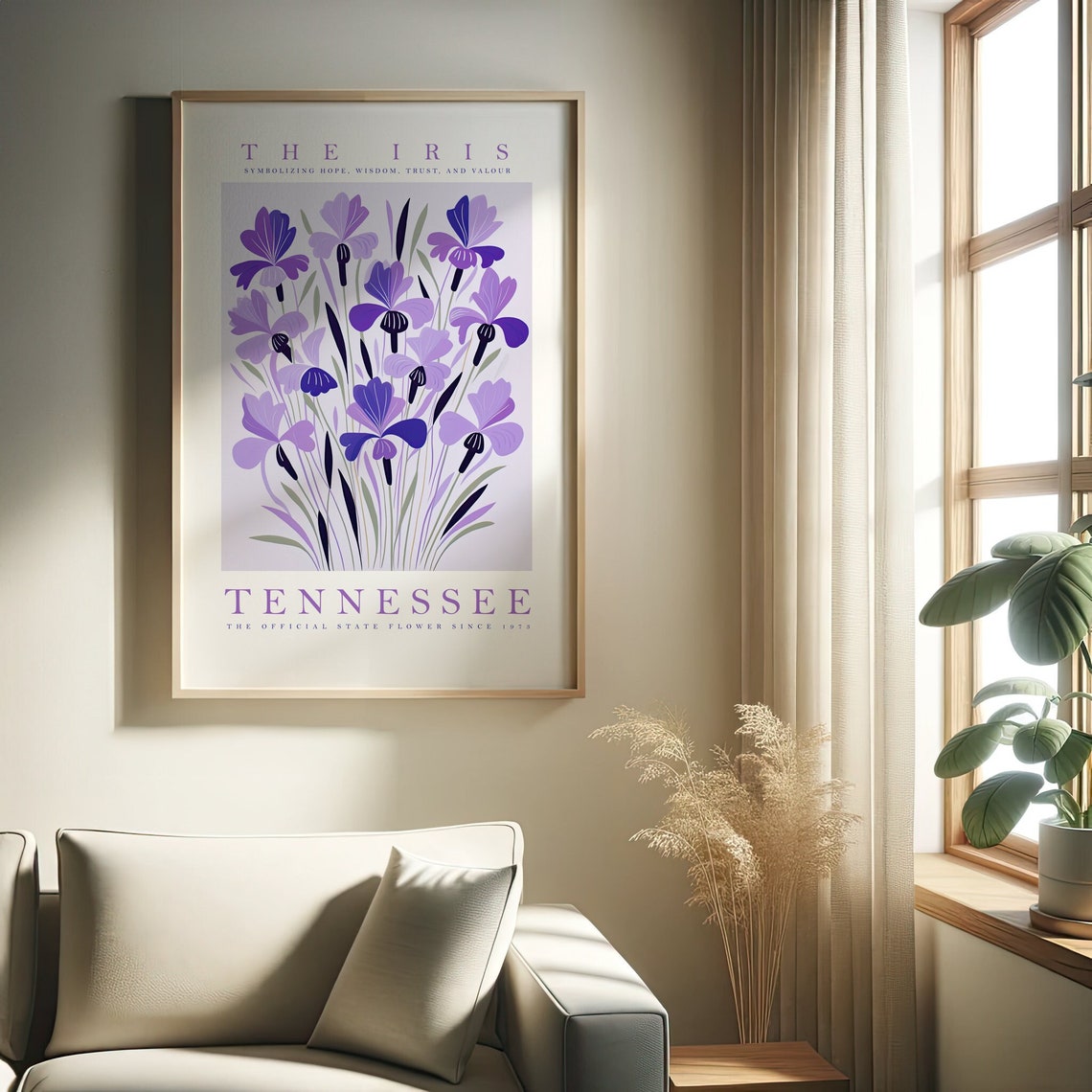 Iris Tennessee State Flower Hope Purple Folk Floral Art Poster