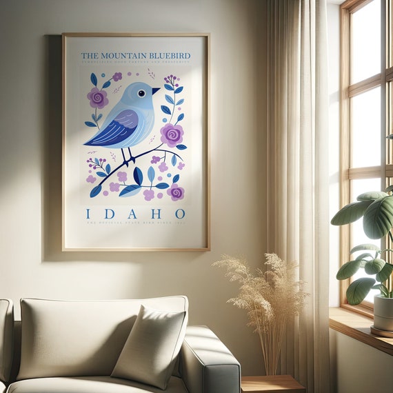 Idaho State Bird Print Mountain Bluebird Print At Home Wall Art Art Print Instant Art Trendy Cute Posters