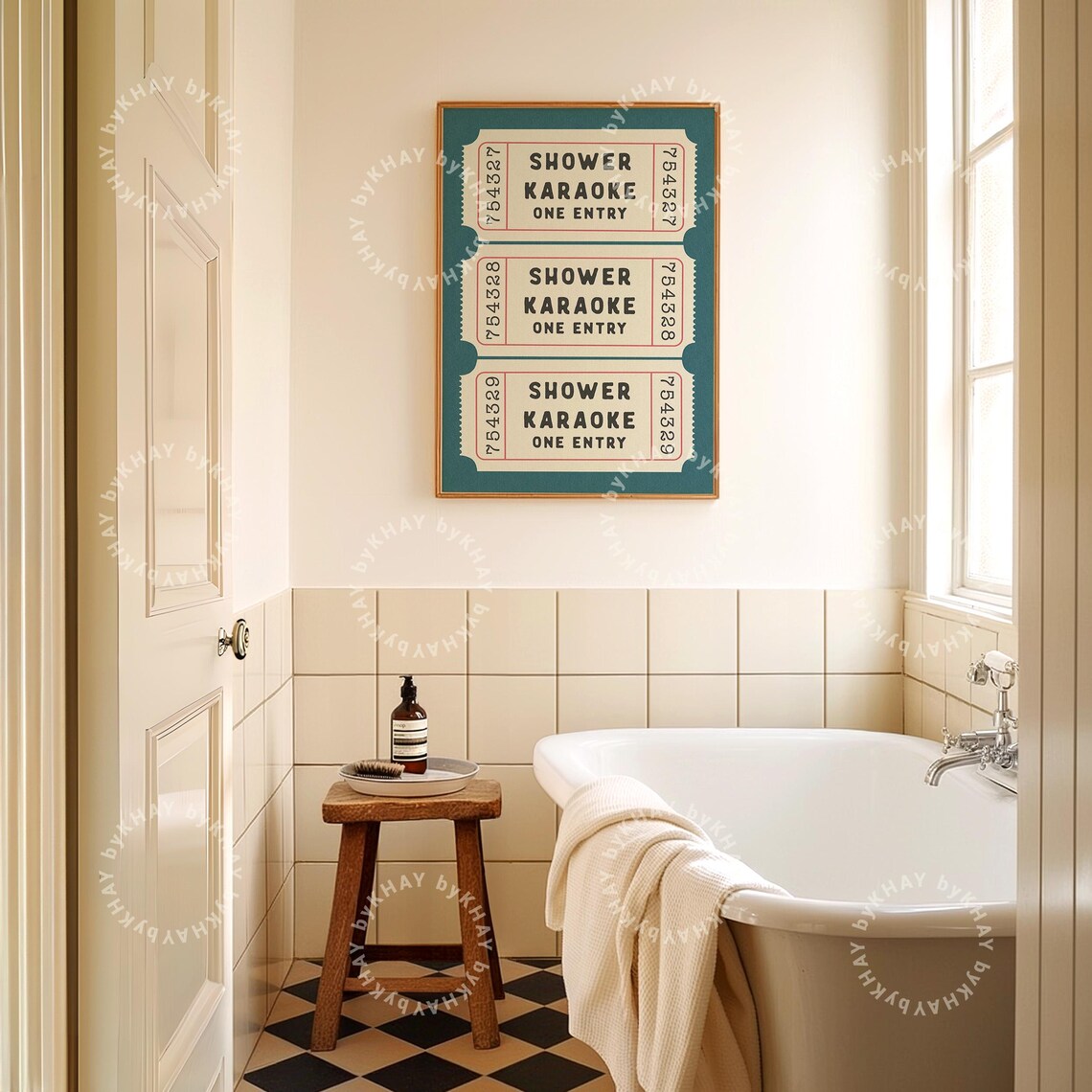 Shower Karaoke Ticket Poster, Retro Bathroom Decor - Image 4