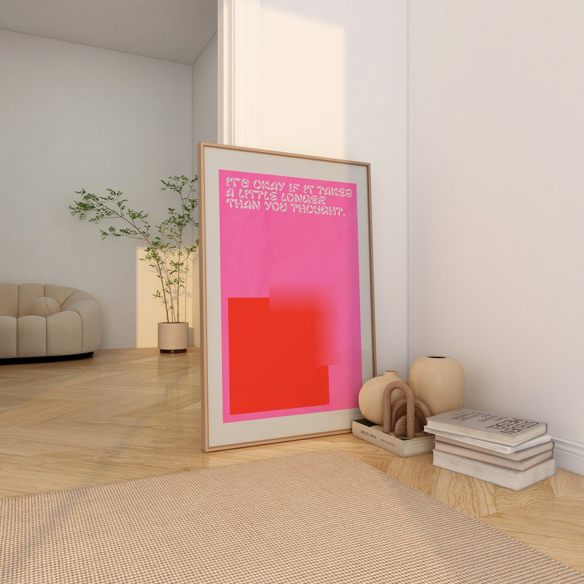Its Okay If It Takes Longer Hot Pink Gradient Positive Poster