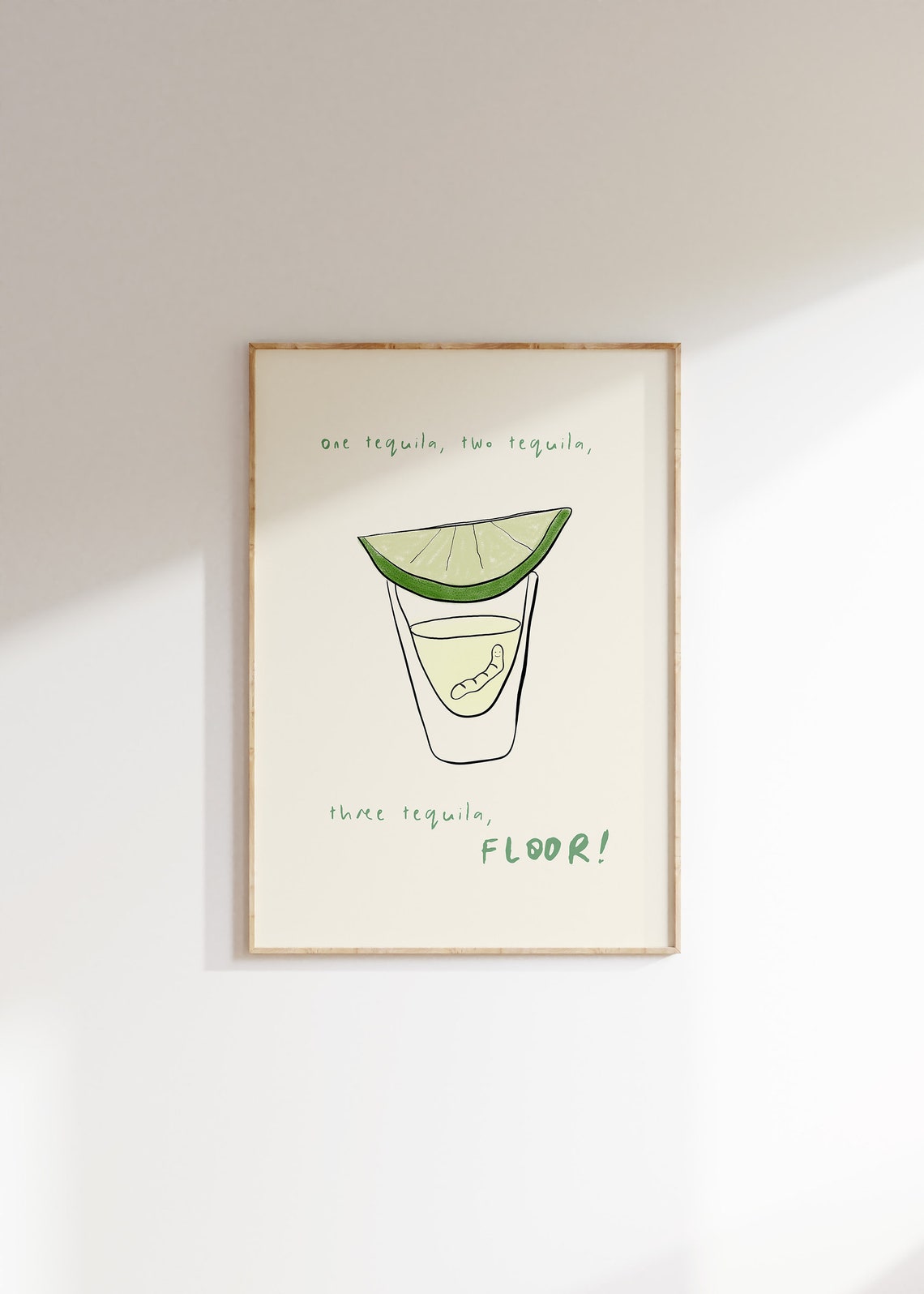One Tequila Two Tequila Three Tequila Floor Poster Funny Bar Decor