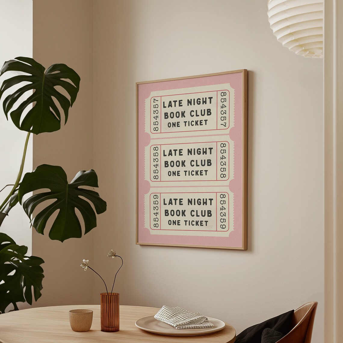Late Night Book Club Ticket Print, Retro Cream Aesthetic - Image 4
