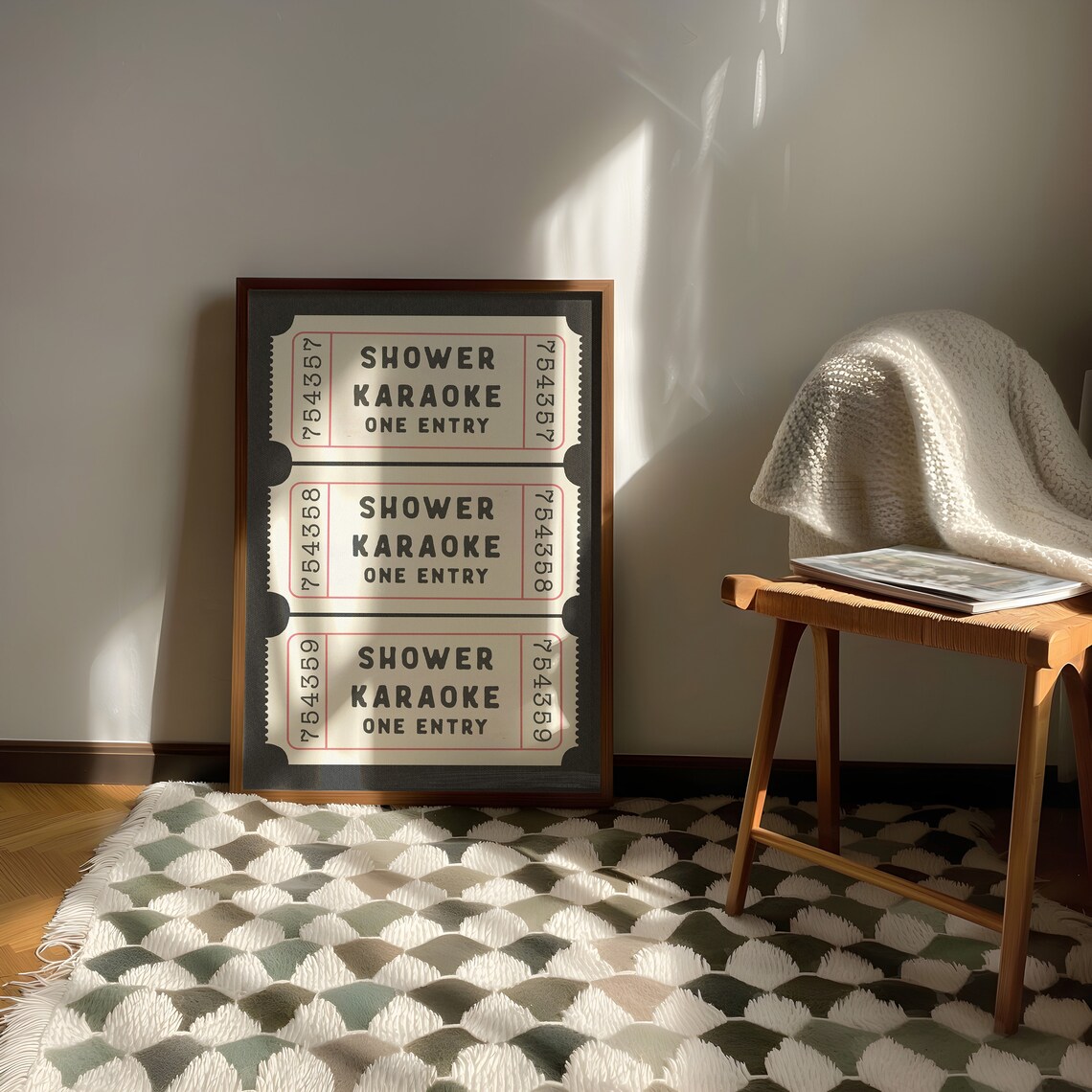 Shower Karaoke Ticket Print, Retro Bathroom Humor Art - Image 2