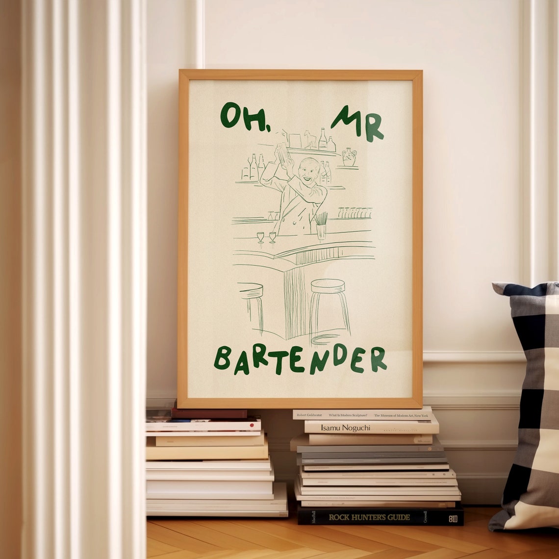 Oh Mr Bartender Retro Green Bar Sketch Cocktail Kitchen Wall Poster - Image 4
