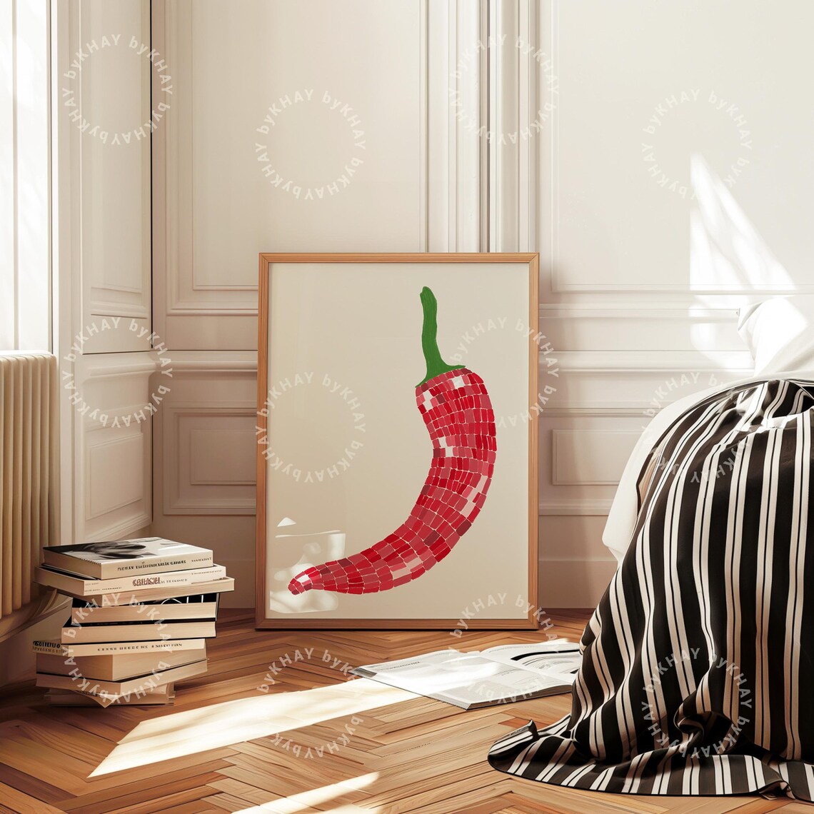 Disco Ball Chili Print, Retro Kitchen Poster - Image 3