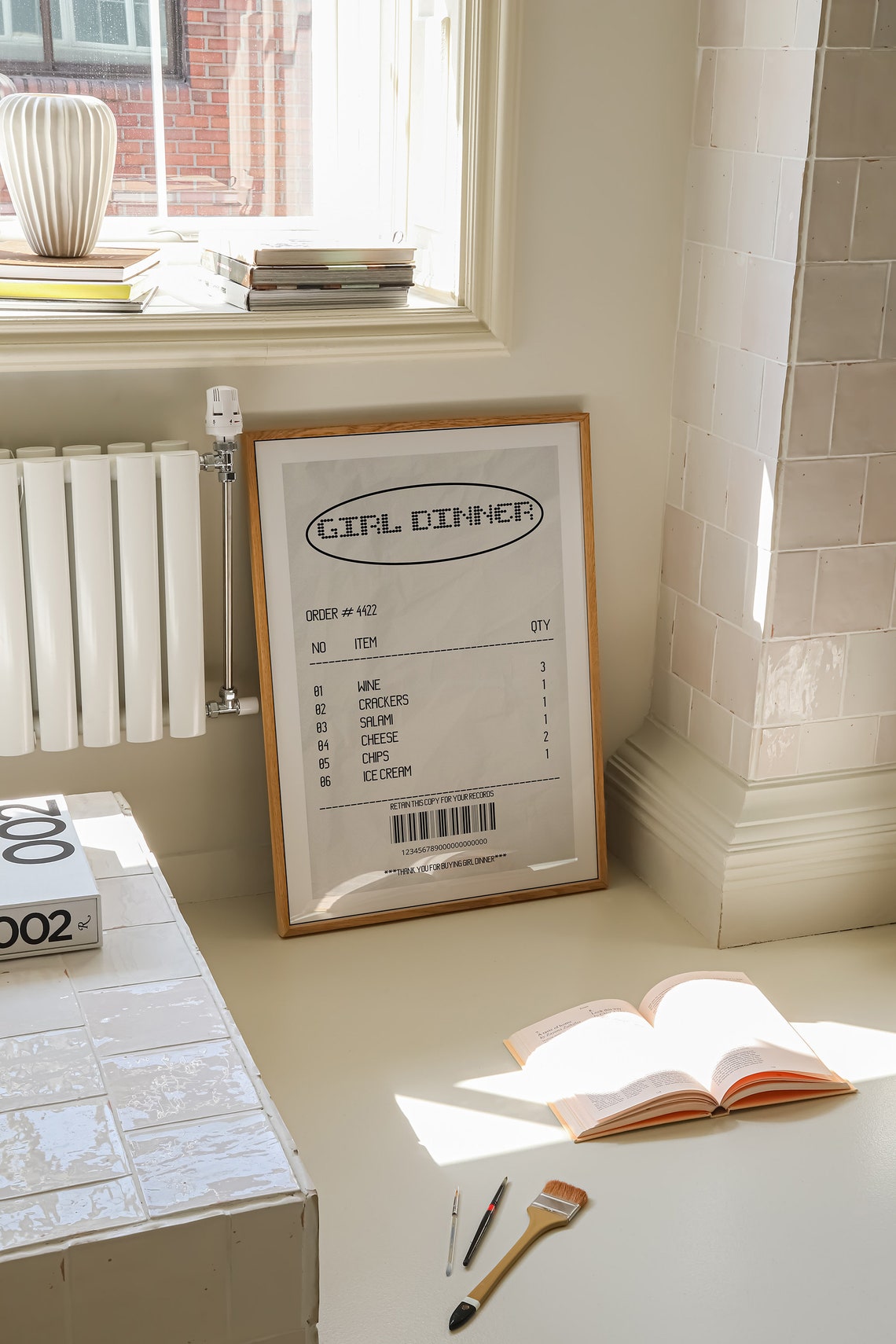 Girl Dinner Guest Check Receipt Trendy Retro Kitchen Decor Poster - Image 2