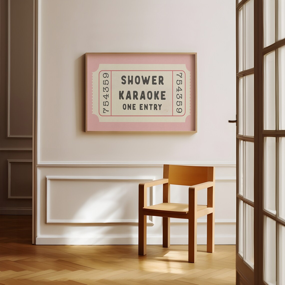 Shower Karaoke Ticket, Retro Pink Bathroom Art Print - Image 3