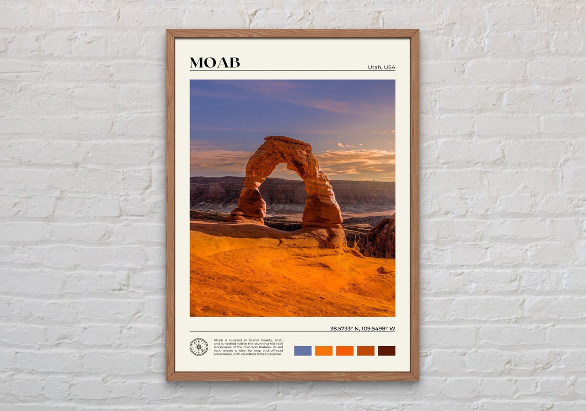 Moab Utah USA Delicate Arch Sunset Red Rock Desert Travel Poster
