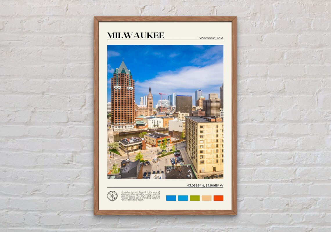 Milwaukee Real Photo Poster, Wisconsin Travel Print