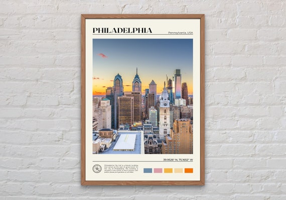 Philadelphia Real Photo Poster, Pennsylvania Travel Art