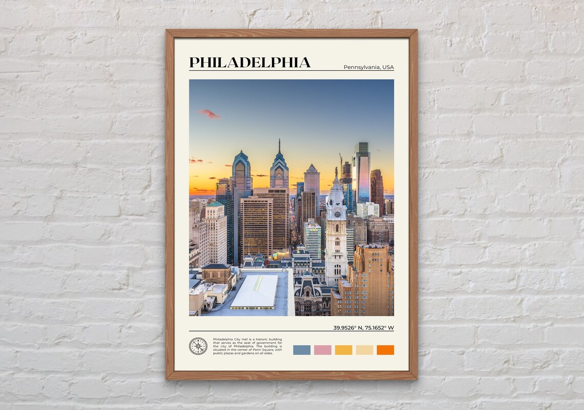 Philadelphia Real Photo Poster, Pennsylvania Travel Art