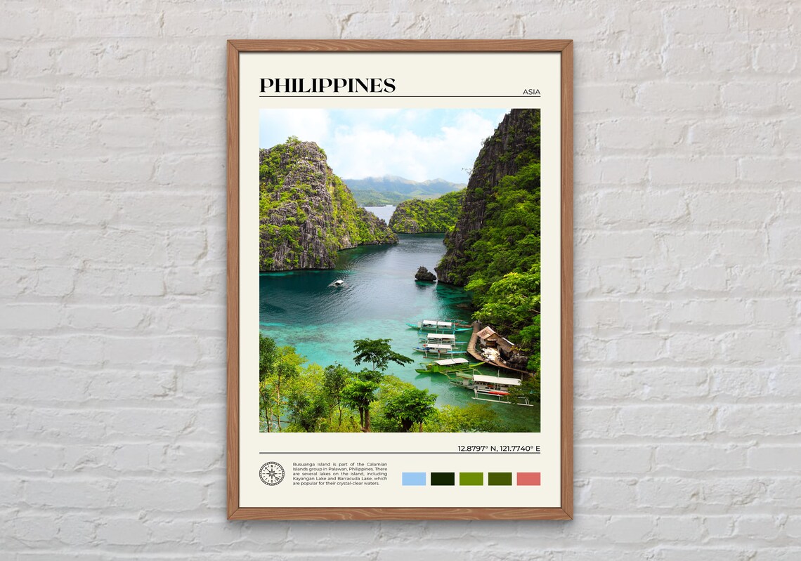Philippines Photo Travel Poster, Asia Wall Decor