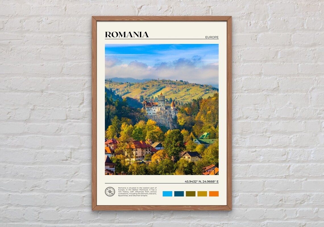 Romania Travel Poster, Europe Wall Art Print
