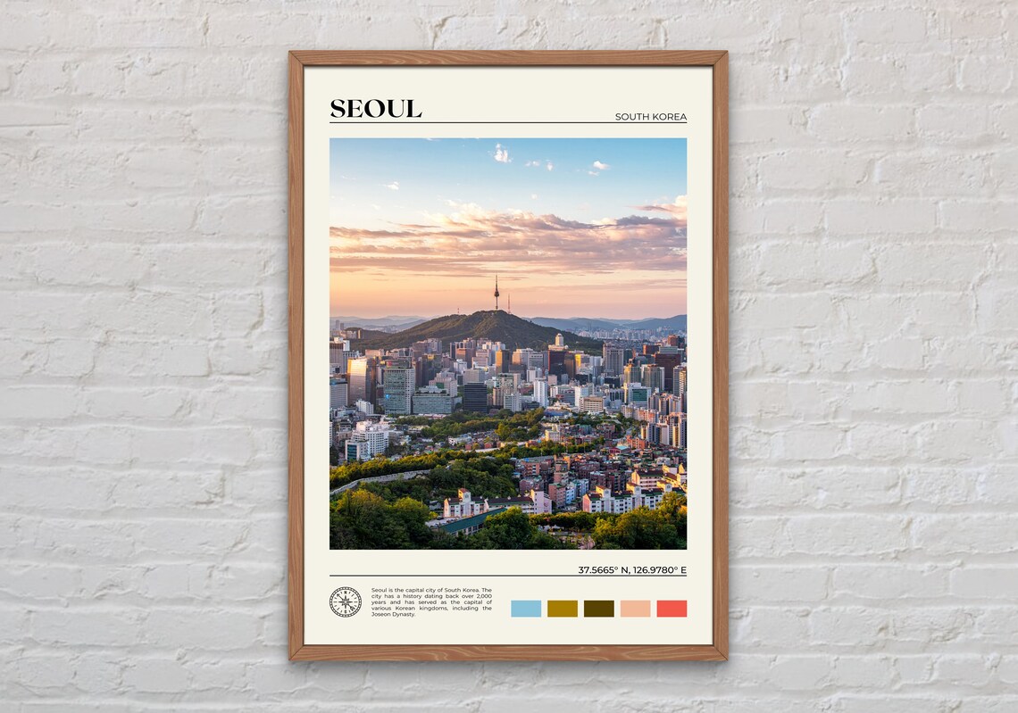 Seoul Travel Poster, South Korea Photo Print