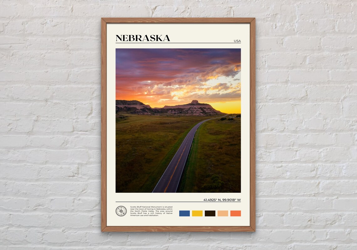 Nebraska Travel Poster, Real Photo Wall Art