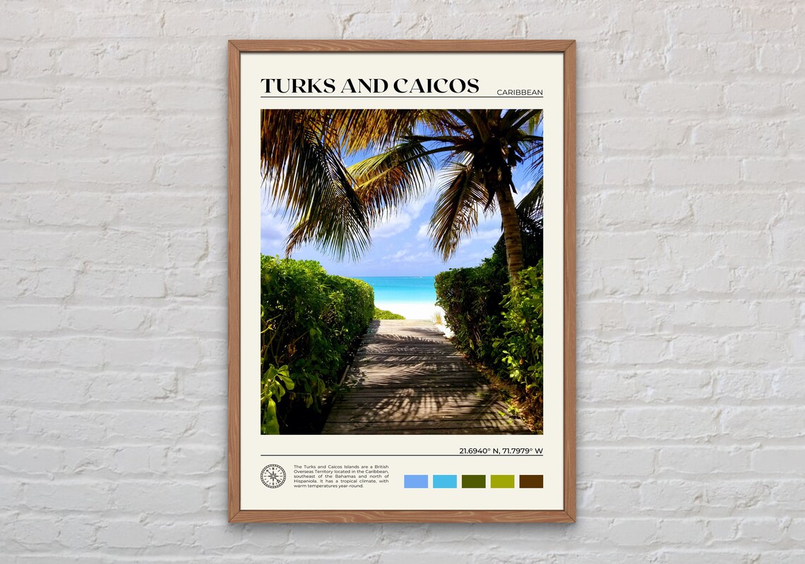 Turks And Caicos Islands Travel Poster, Caribbean