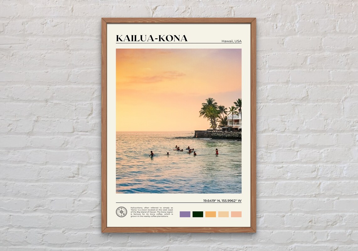 Kailua Kona Real Photo Travel Poster, Hawaii