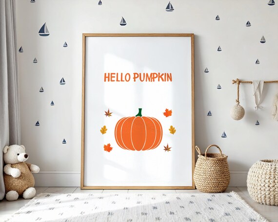 Cute Halloween Wall Art Pumpkin Nursery Decor For Baby Room Or Fall Thanksgiving 2025 Poster