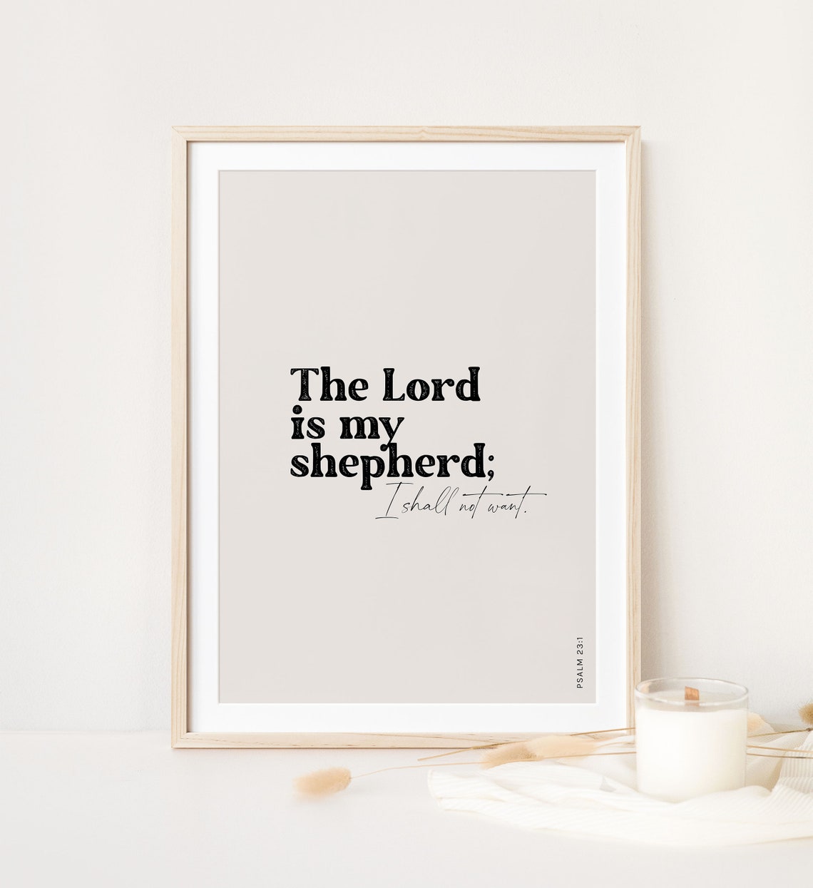 Psalm 23:1 The Lord Is My Shepherd Mixed Typography Bible Verse Poster - Image 4