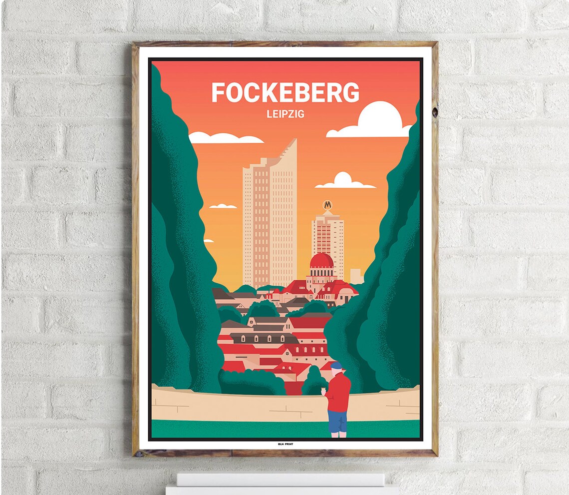 Fockeberg Leipzig Vintage Travel Poster, Leipzig