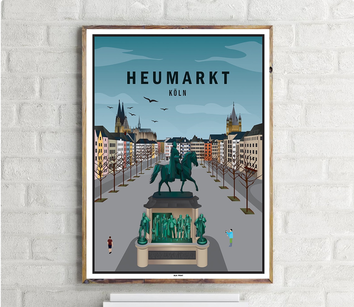 Heumarkt Köln Vintage Travel Poster, Place Name